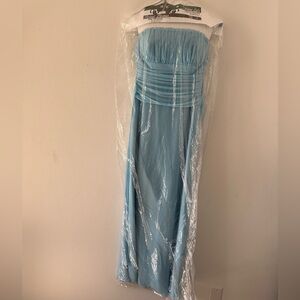 Elegant Light Blue Strapless Gown